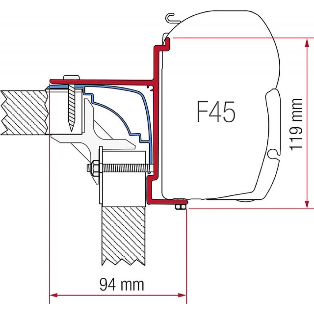 FIAMMA Adapterkit 4-tlg. zu Wandmarkise Fiamma F45 S / F45 L Bürstner / Laika Ecovip / Hobby